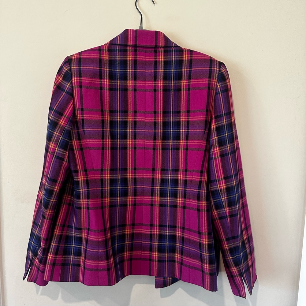 Kasper Pink Purple Plaid Blazer Womens L Y2K Preppy Clueless Style Jacket Size 8 - Picture 2 of 6